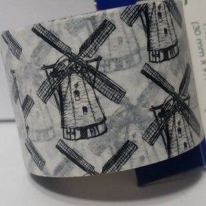 Washi Tape Windmill Black & White Card Making Scrapbooking